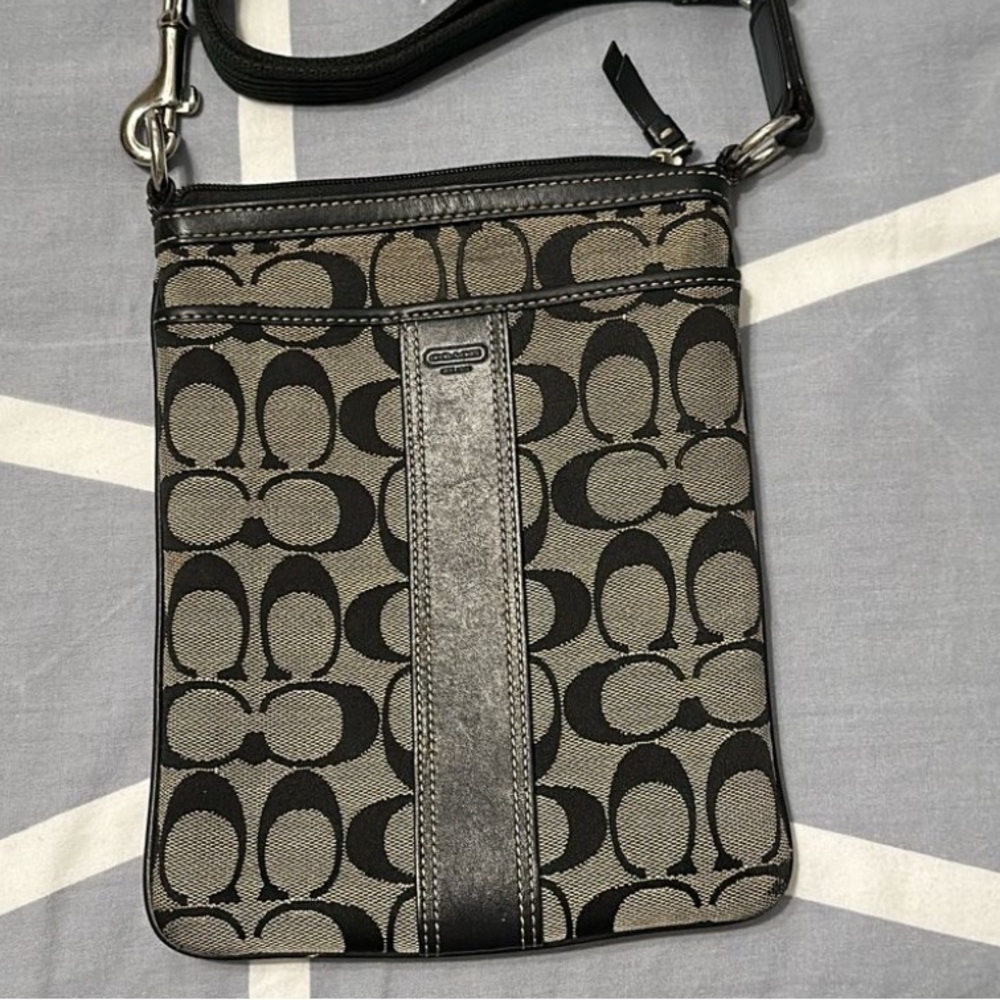 Coach Signature Black and Gray Messenger Bag
